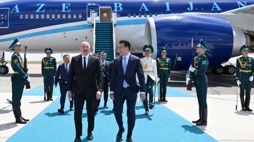 İlham Əliyev Qazaxıstana işgüzar səfərə gəlib