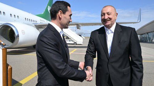 Prezident həmkarını Füzulidə qarşıladı