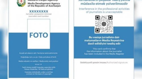Jurnalist vəsiqəsinin verilməsinə görə ödəniş ləğv edildi