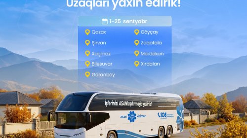 Sentyabrda Səyyar ASAN xidmətin fəaliyyət göstərəcəyi ünvanlar