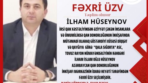 İlham Hüseynov Fəxri Üzvlüyə layiq görüldü
